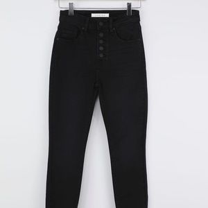Black denim high-waisted skinny jeans